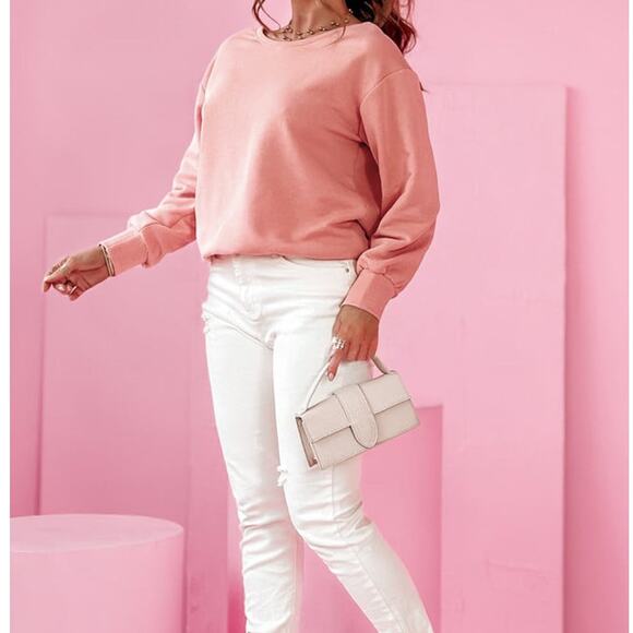 New Pale Chestnut Bowknot Dewback Round Neck Sweatshirt Kawaii - Picture 6 of 8